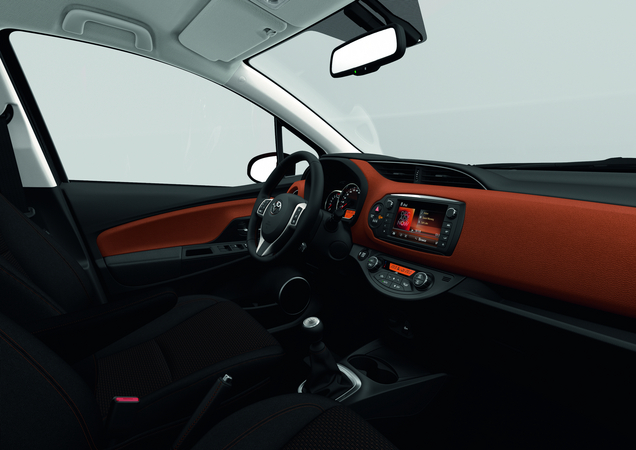 The new Toyota Yaris gets new surfaces that receive a coating using softer touch materials The new Toyota Yaris gets new surfaces that receive a coating using softer touch materials