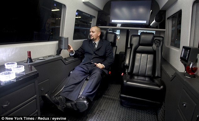 Driving commuters around the Benz: New York City's wealthiest enjoy hidden luxury in Mercedes vans that take up half the road Driving commuters around the Benz: New York City's wealthiest enjoy hidden luxury in Mercedes vans that take up half the road