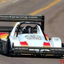The Toyota P002 was supposed to set a new electric car record up the Goodwood Hill but rain got in the way