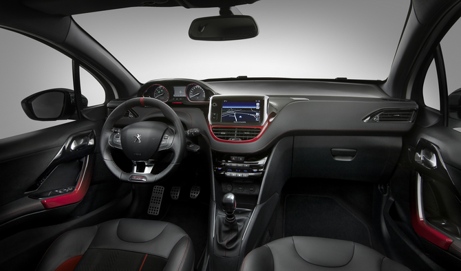 Red accents carry to the interior of the GTi Red accents carry to the interior of the GTi