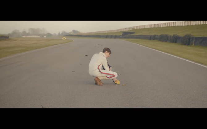 The film follows McLaren's ghost at Goodwood walking away from his crash The film follows McLaren's ghost at Goodwood walking away from his crash
