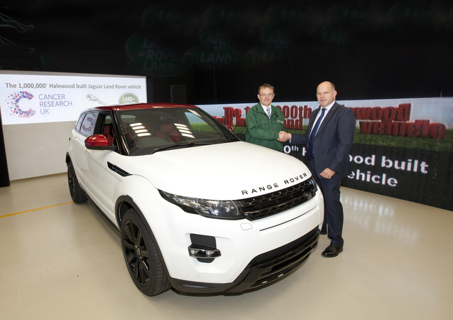 The specially painted Evoque with a white body and red roof will be auctioned for charity The specially painted Evoque with a white body and red roof will be auctioned for charity