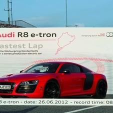 O Audi R8 e-tron completou uma volta ao circuito em 8:09.099 minutos