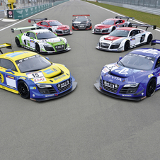 All 7 R8 LMS Ultras pose before the race
