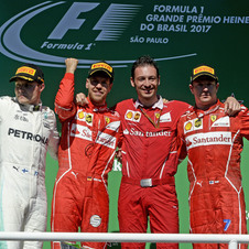 O pódio em Interlagos com Vettel, Bottas e Raikkonen