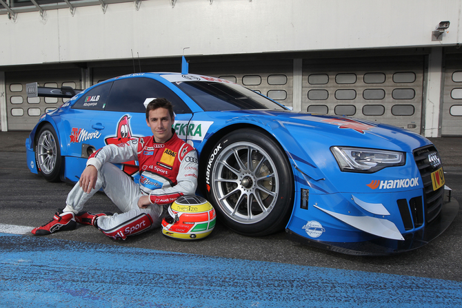 Filipe Albuquerque posing with the A5 DTM Filipe Albuquerque posing with the A5 DTM