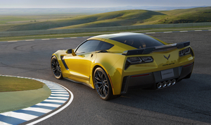 The fenders of the Corvette have been widened to accept the larger wheels