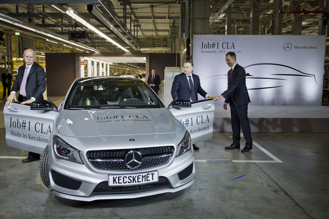 The first CLA off the line was greeted by the Hungarian prime minister and Daimler chairman The first CLA off the line was greeted by the Hungarian prime minister and Daimler chairman