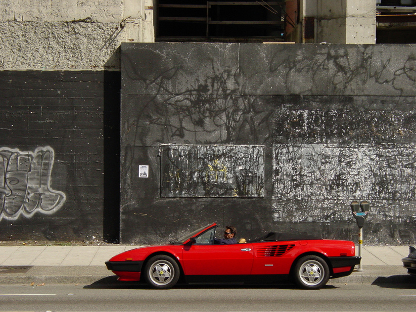 Picture of red sports car Ferrari Mondial, Ferrari Mondial classic model , luxury car