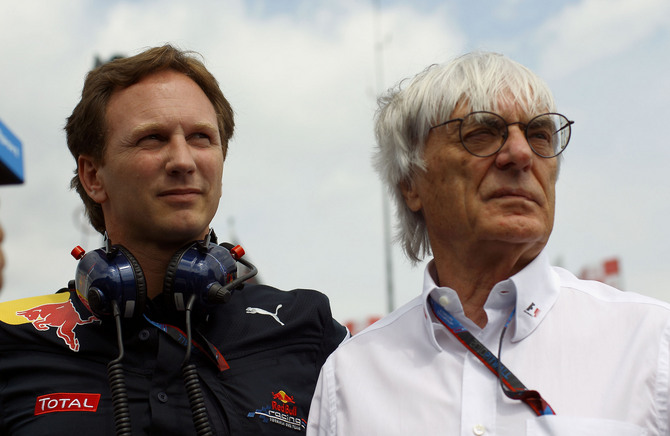 Bernie Ecclestone and Red Bull Manager Christian Horner Bernie Ecclestone and Red Bull Manager Christian Horner