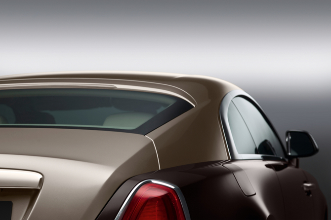 The dynamic continues withs Wraith’s deeply recessed grille, wide rear track and two-tone presentation The dynamic continues withs Wraith’s deeply recessed grille, wide rear track and two-tone presentation