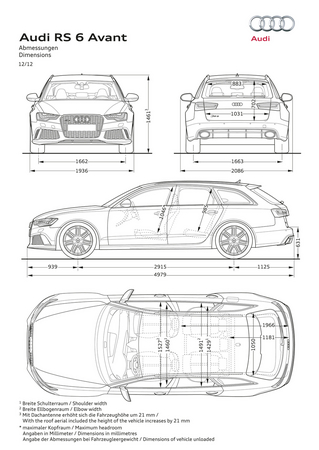 Les dimensions de la RS6 Les dimensions de la RS6