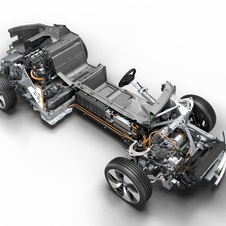 It holds its batteries between the floor and undercarriage 