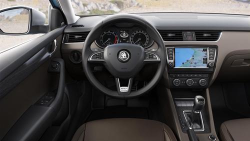 The interior of the new Octavia Scout gets a new three-spoke multi-function leather steering wheel The interior of the new Octavia Scout gets a new three-spoke multi-function leather steering wheel