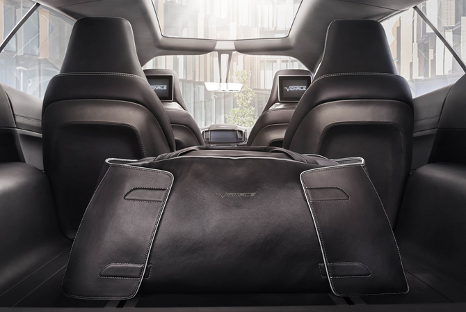The exclusive trim inside the car is described as “woven texture embossed” aluminium and the vehcile gets tablet docking stations The exclusive trim inside the car is described as “woven texture embossed” aluminium and the vehcile gets tablet docking stations