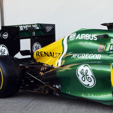 The Caterham CT03's exhaust vane is harder to spot