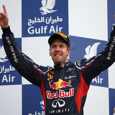 Vettel on the podium after victory in sunday's Bahrain Grand Prix Vettel on the podium after victory in sunday's Bahrain Grand Prix