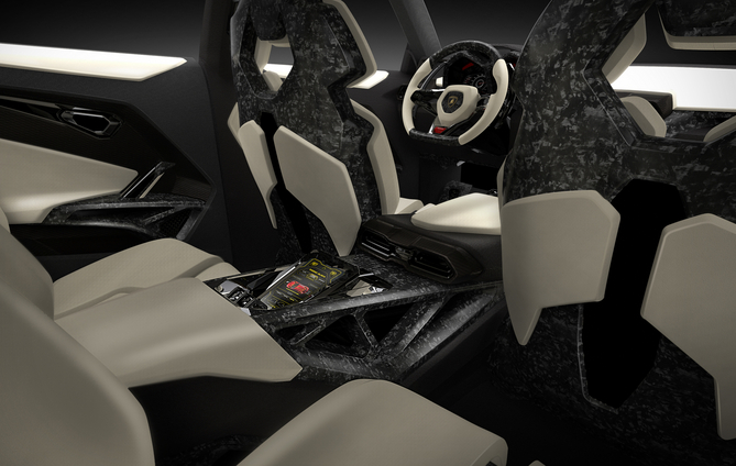 Rear passengers get their own CFRP seats with their own screen Rear passengers get their own CFRP seats with their own screen