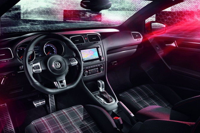 Either a DSG or 6-speed manual are available, and the plaid seats are also standard. Either a DSG or 6-speed manual are available, and the plaid seats are also standard.