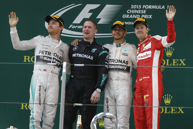Rosberg and Vettel completed the podium Rosberg and Vettel completed the podium