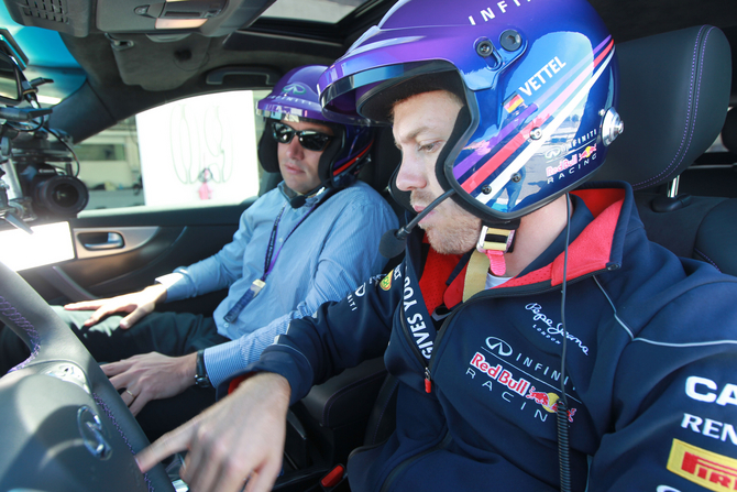 Vettel's role is to fine tune the Q50's handling and steering Vettel's role is to fine tune the Q50's handling and steering