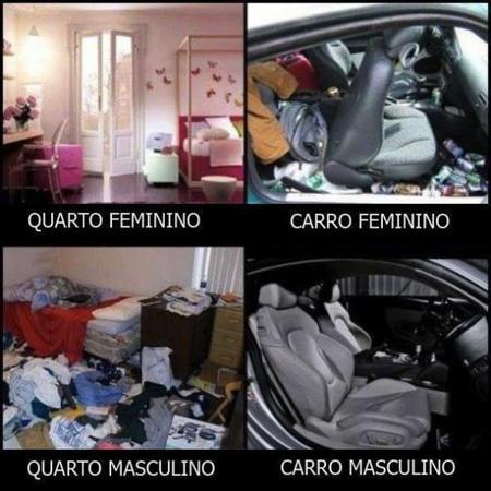 The differences between a man and woman's car and bedroom. The differences between a man and woman's car and bedroom.