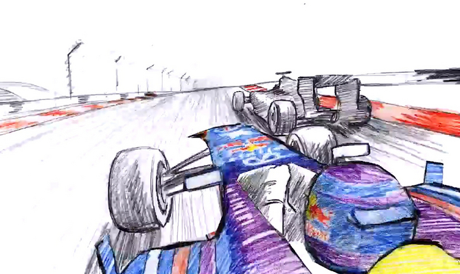 A parte final do vídeo em animação mostra o traçado do circuito A parte final do vídeo em animação mostra o traçado do circuito