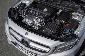 The engine is Mercedes' 2.0-liter turbocharged four-cylinder