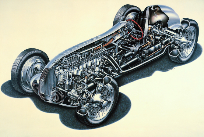 The car used independent coil springs in the front and a DeDion rear axle The car used independent coil springs in the front and a DeDion rear axle