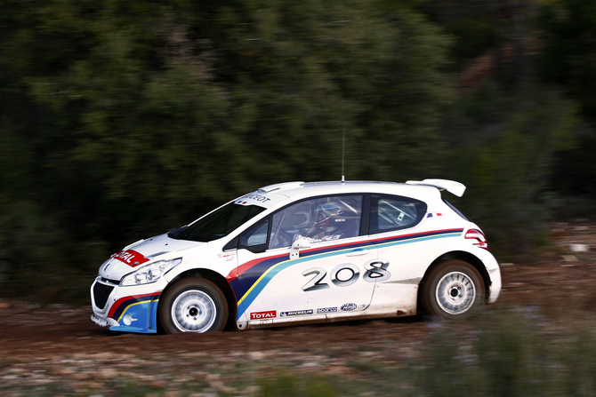 The test car is painted to look like Peugeot's classic rally cars The test car is painted to look like Peugeot's classic rally cars