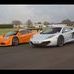 McLaren F1 takes on the MP4-12C on track