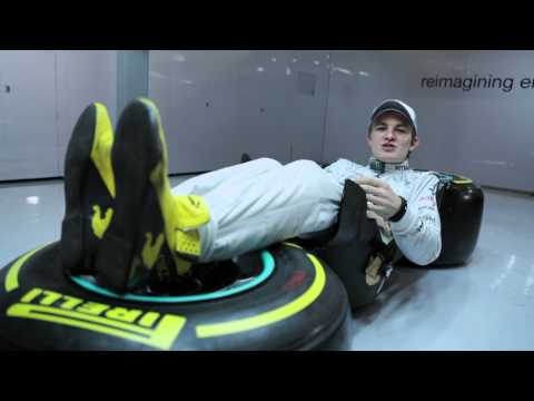 Nico Rosberg Shows How He Fits in a F1 Car.