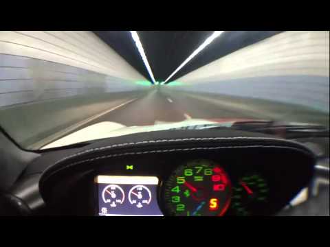 Ferrari 599 GTO blasts through a Shanghai tunnel