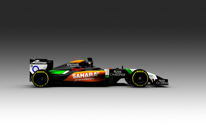 The Force India VJM07 is the first Formula One car revealed for 2014 The Force India VJM07 is the first Formula One car revealed for 2014