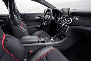 The interior comes with sport seats and red seat belts