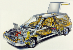The car was revolutionary at the time for using carbon fiber in the door frames