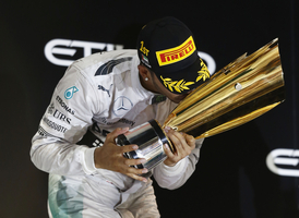 In Abu Dhabi the British driver had double reasons to celebrate