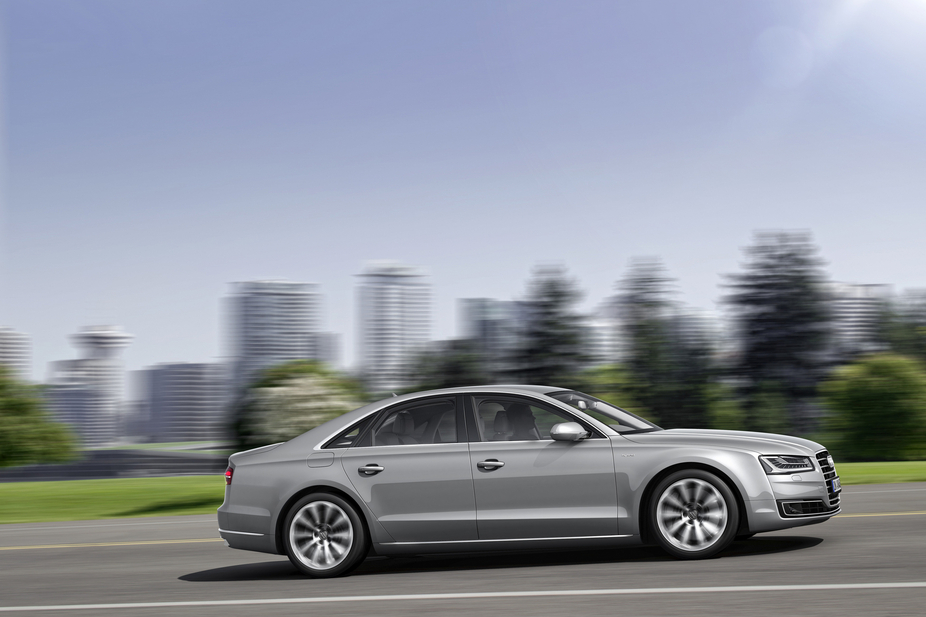 The profile of the A8 has a new chrome strip and black window trim